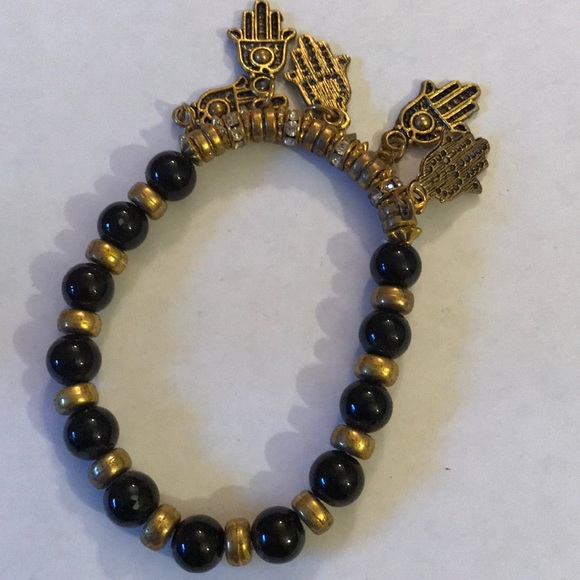 Hamsa hand beads bracelet - Picture 3 of 3